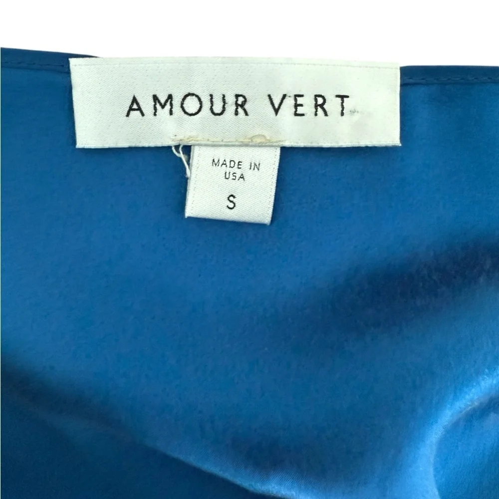 Amour Vert Blue Orchidee Silk Mini Dress Size Small - Picture 6 of 9